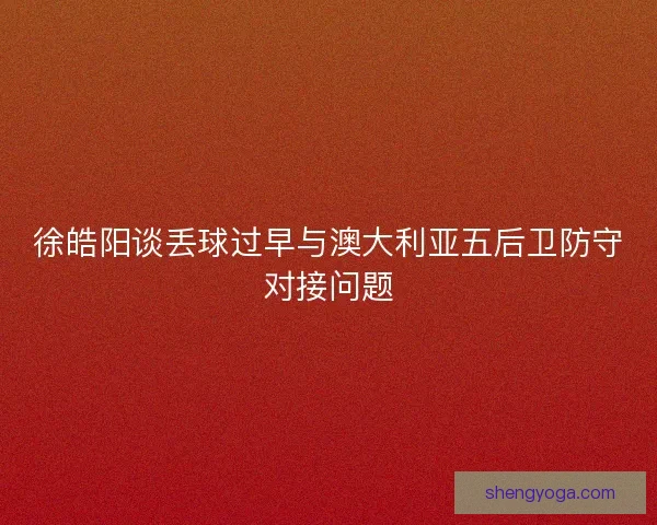 徐皓阳谈丢球过早与澳大利亚五后卫防守对接问题